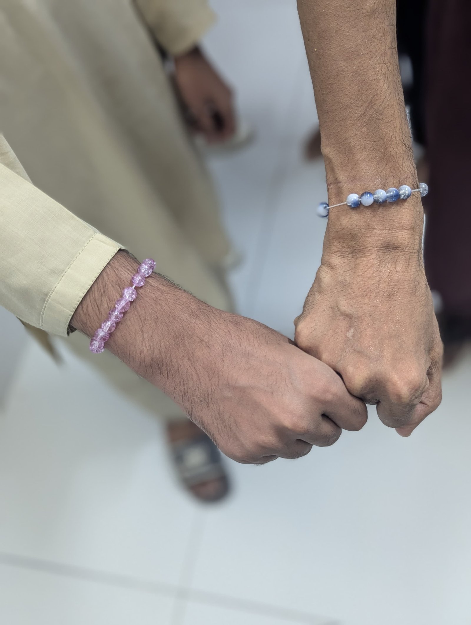 Completed bracelets and group activity